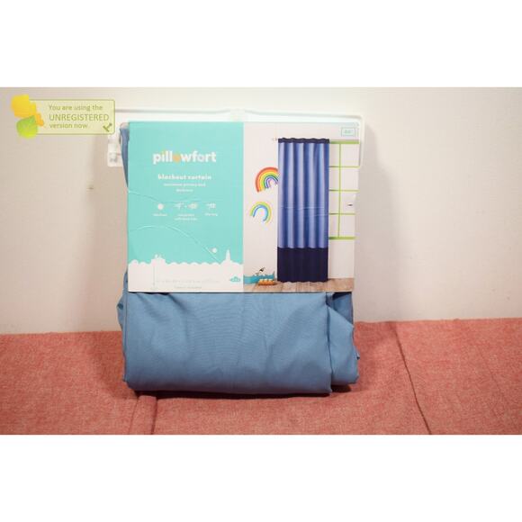 Pillowfort 42"W x 84"L Tonal Kids' Blackout Back Tab Curtain Panel Blue* - Picture 1 of 8